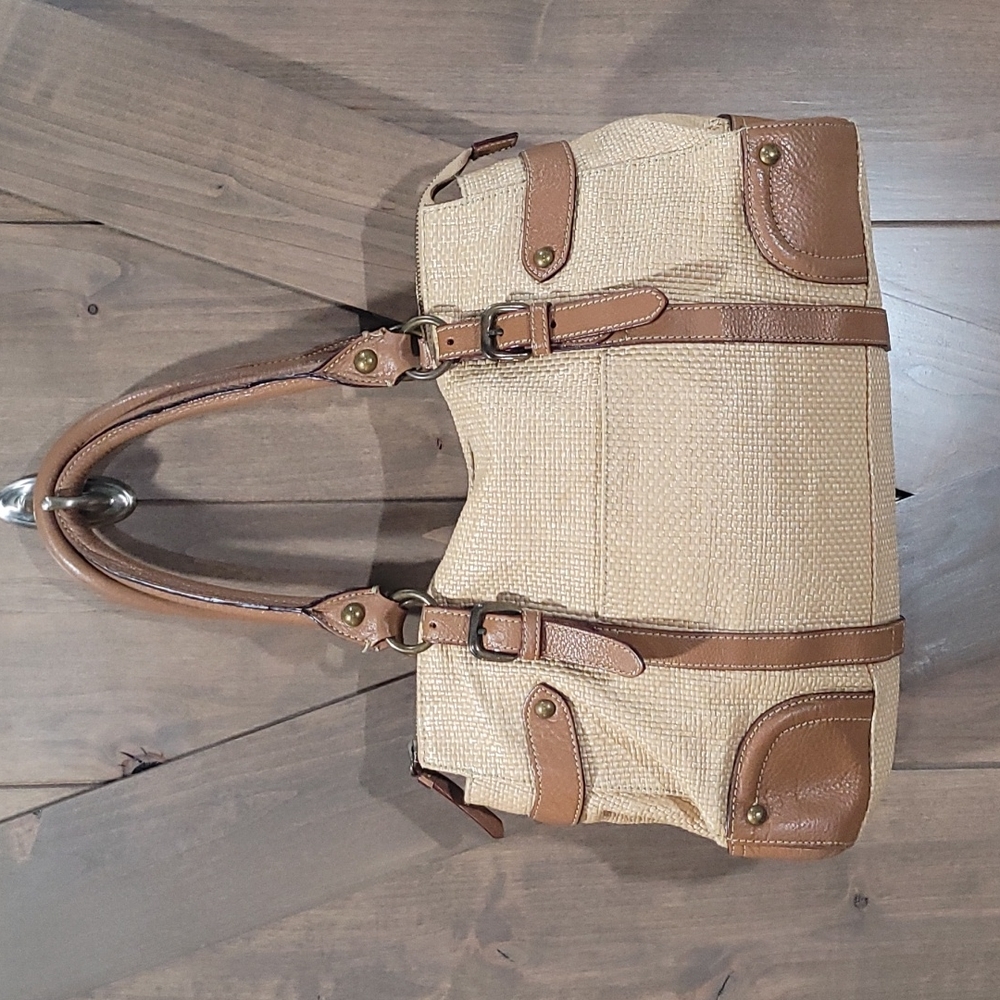 Forth & Towne Weaved Bag Leather Accents